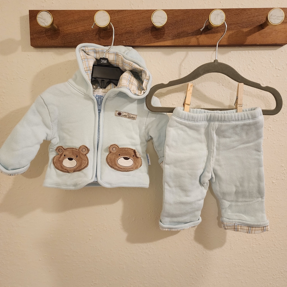 Adorable Light Blue Bear Kids Matching Set